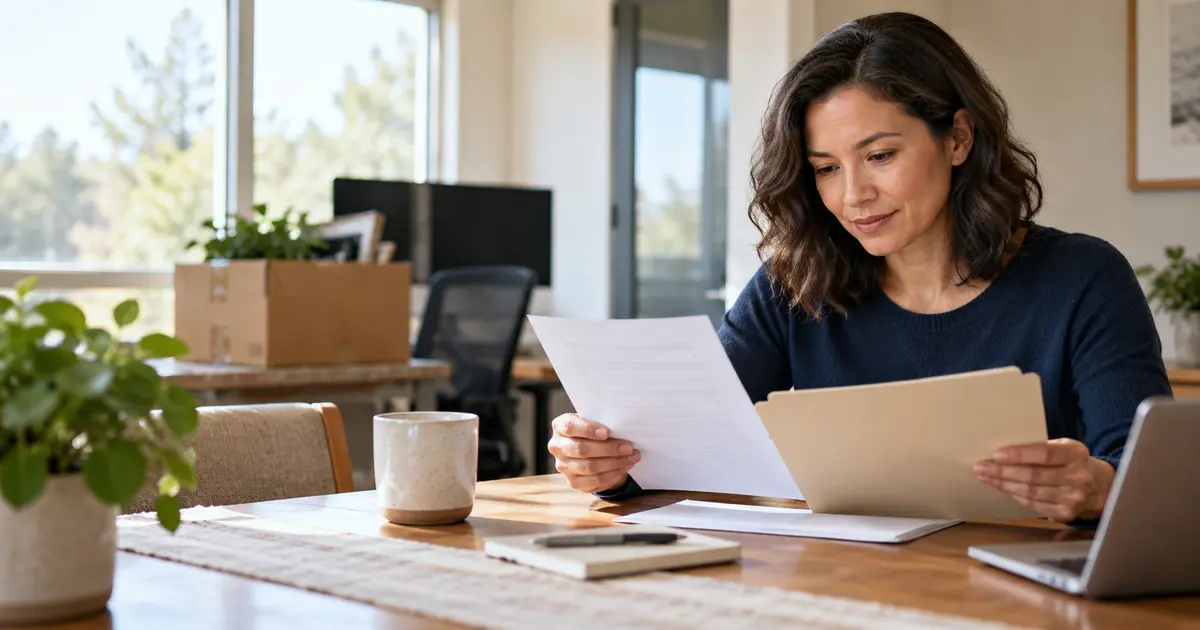 Worker reviewing retirement records after an employer closes