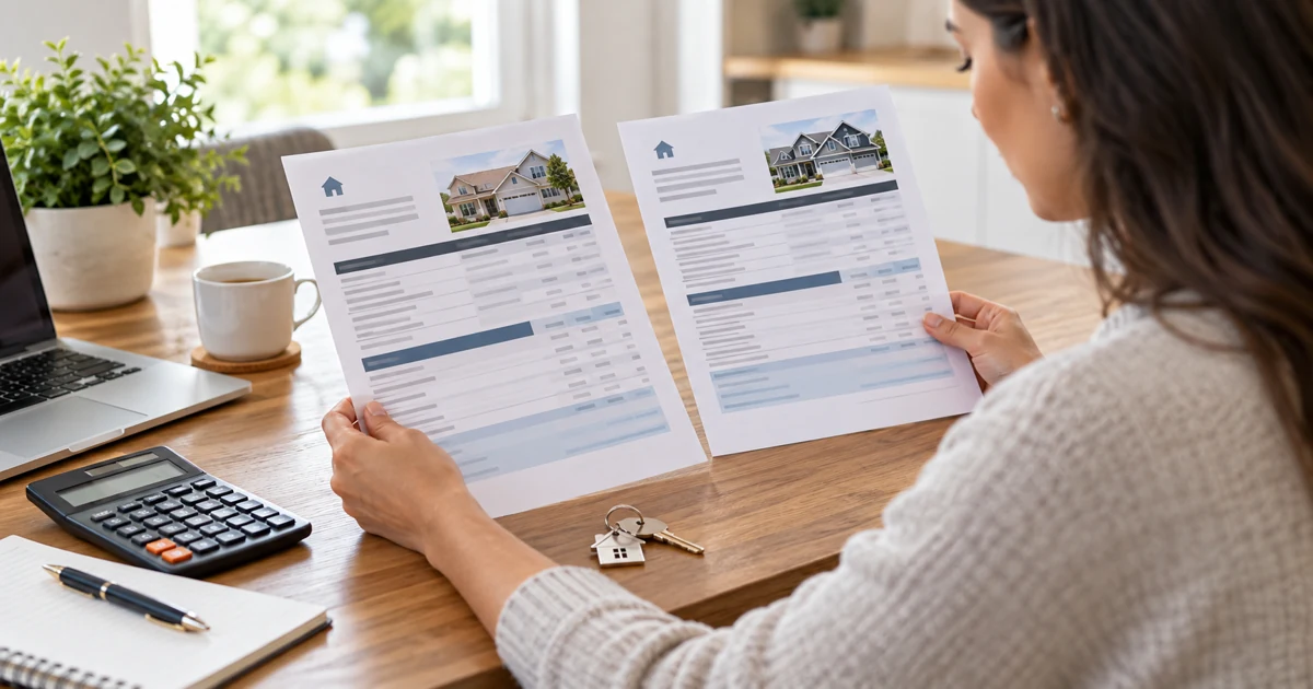 Homebuyer comparing two mortgage Loan Estimates