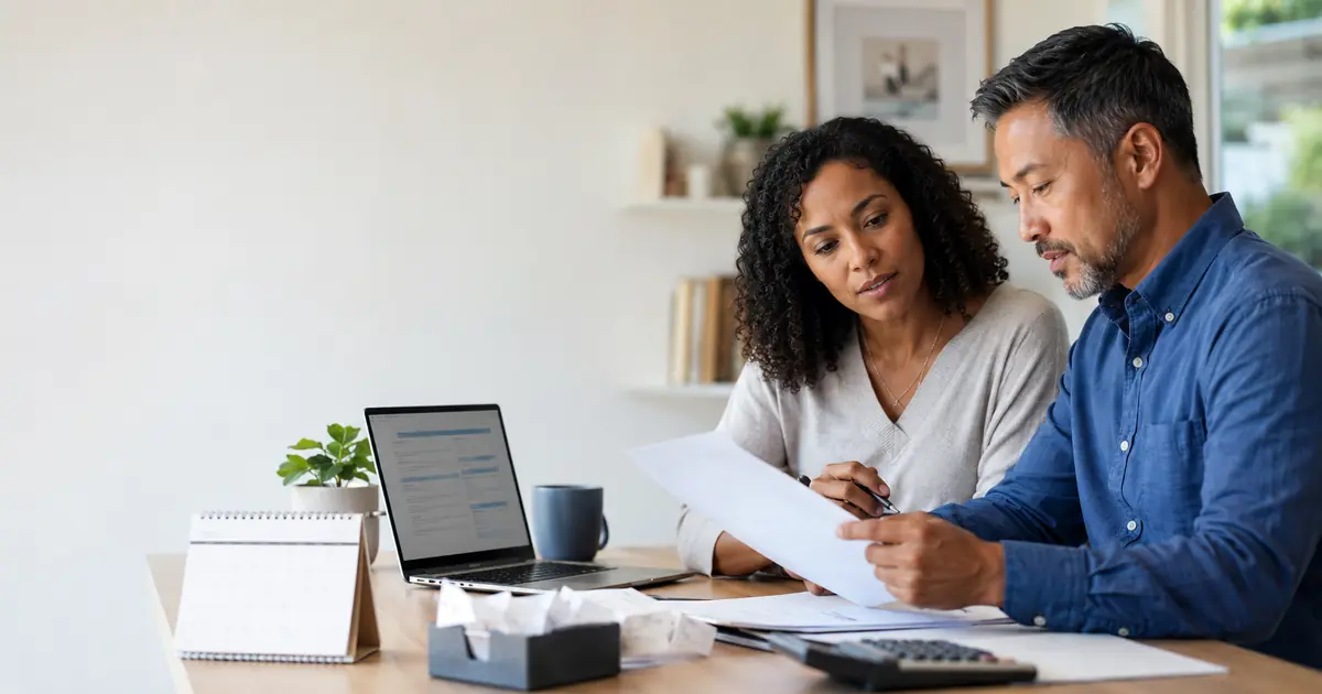 Taxpayer and tax professional reviewing documents before the October 15, 2026 federal tax extension deadline